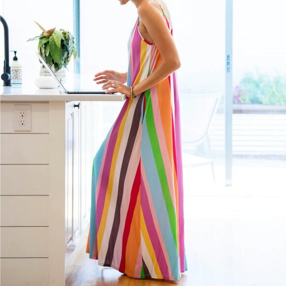 Skivys Striped Malibu Goddess Gown Pajamas XL - Picture 2 of 13